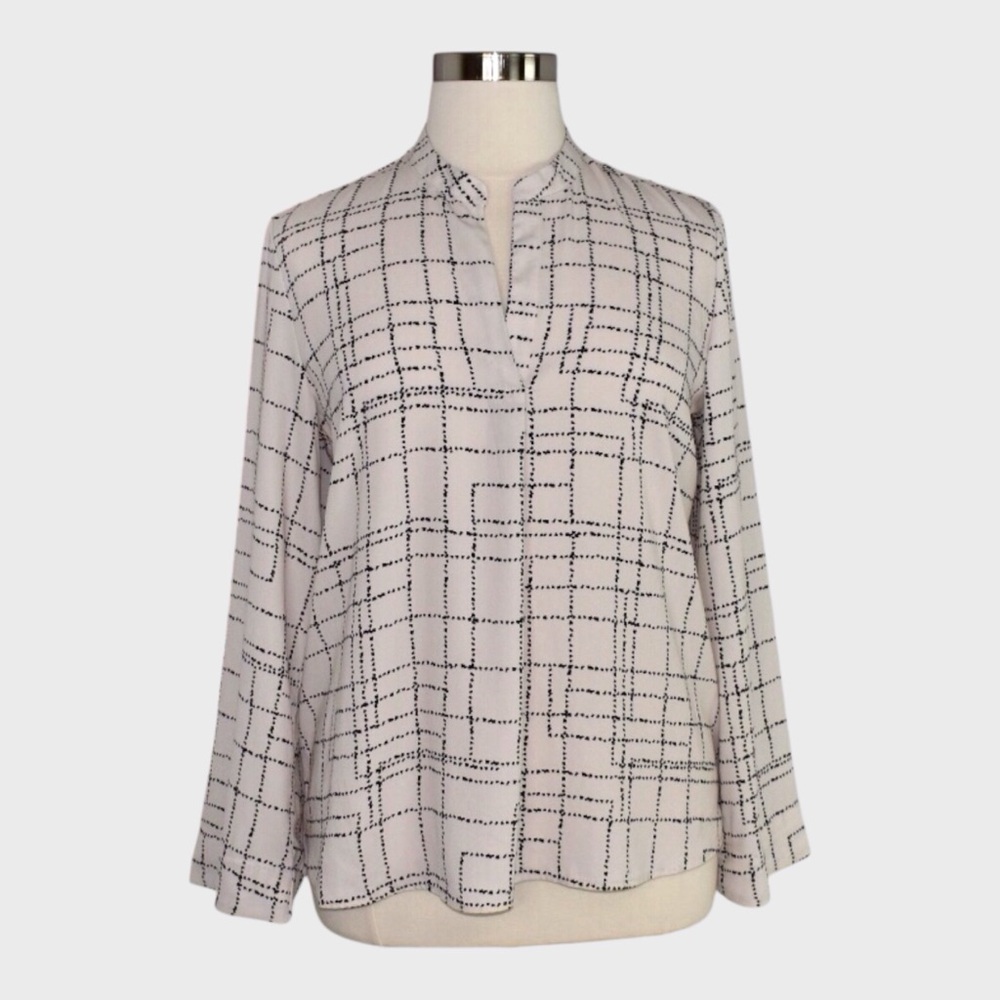Prologue Grid Print Kimono Sleeve Popover Blouse